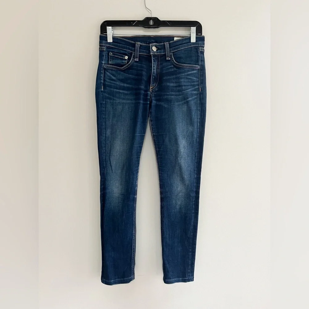 Rag & Bone Skinny Jeans in Kensington Dark Indigo Blue Wash, 28